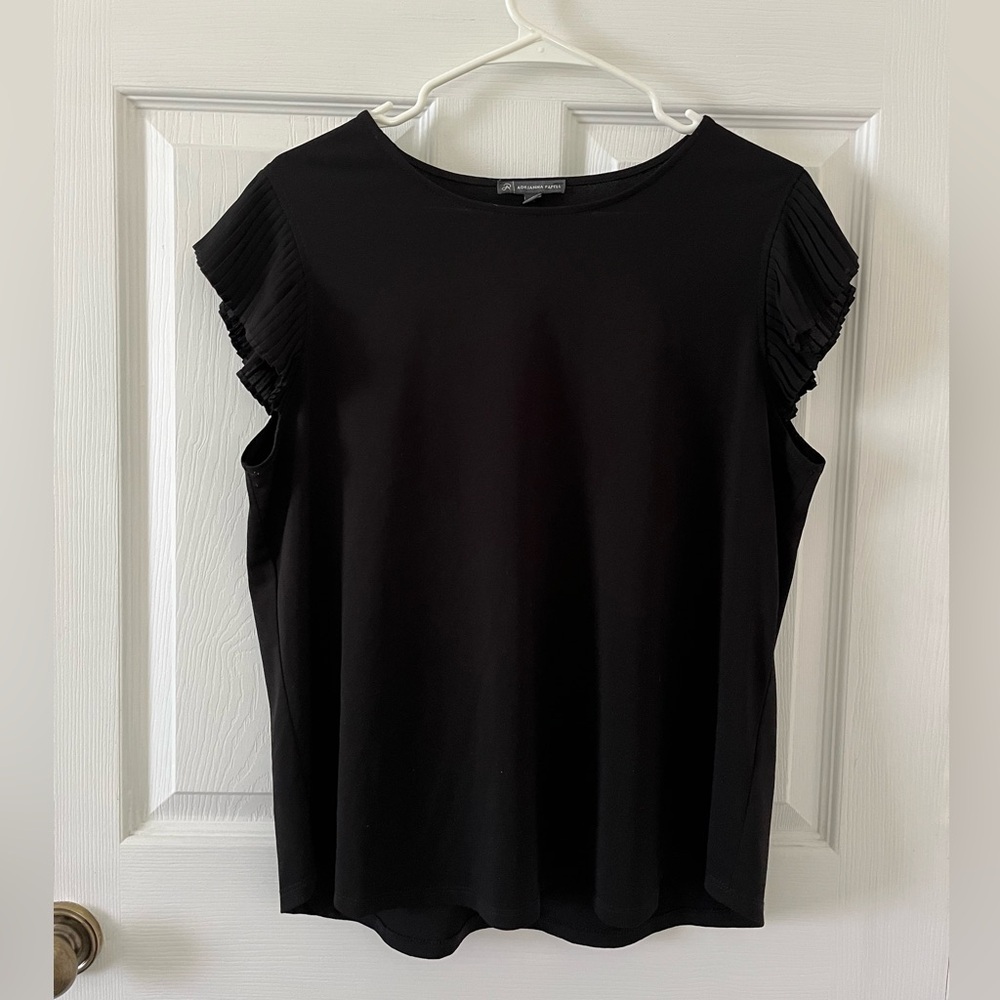 Adrianna Papell Black Ruffle Sleeve Blouse